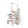 Dressing Table Stool Bedroom Vanity Set Makeup Desk W/ Mirror & 3 Drawers 1 Door