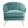 Lotus Seat Velvet Fabric Tub Chair Winged Scallop Shell Back Armchair Metal Legs