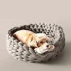 40-55cm Chunky Woven Cat Basket Kitten Pussy Bed Portable Soft Mat Nest -Grey UK
