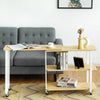 360° Free Rotating End Table Movable Couch Sofa Side Table W/ 2-Tier Shelves
