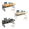Black Home Office Computer Desk with Shelves Desktop PC Table Study Workstation