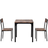 3PCS Dining Set Kitchen Dining Table and 2 Chairs Set Industrial Rustic Brown