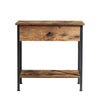 Narrow Side Table 2-Tier Console Desk with Drawer Wood Nightstand Open Shelf UK