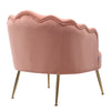 Upholstered Nordic Matte Velvet Armchair Shell Lotus Scalloped Chair Sofa Pink