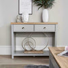Grey Oak Console Table 2 Drawer Telephone Table Metal Handles Hallay Storage