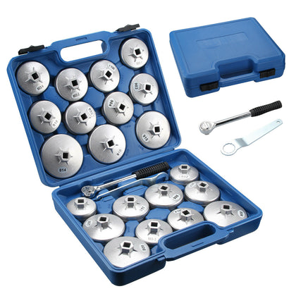 23pcs Cup Type Aluminum Oil Filter Wrench Set Socket Removal Garage Tool Cap UK