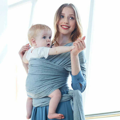5M Long Baby Sling Wrap Carrier Pouch Adjustable Infant Birth Breastfeeding Grey