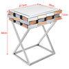 Mirrored Side Table Bedside table 3D Glass Effect Chrome Crossed Legs Furniture;