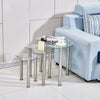 Clear Modern Glass Nest of 3 Tables Side End Corner Sofa Table Set Cara Coffee