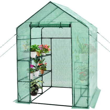 Outdoor Portable Walk-in Greenhouse Planter Flower Grow Tent Zippered Entry Door