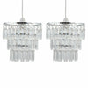 Set of 2 Modern Three Tier Easy Fit Jewelled Ceiling Light Shade Pendants