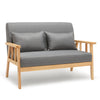 Modern 2 Seater Armchair Couch Sofa Wooden Fabric Linen w/cushion Lounge Grey