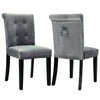 Grey Dining Chair Velvet Button Dining Room Chairs Pull Ring Knocker Nailheads