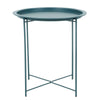 Folding Side Table Round Metal Tray Top Portable Coffee Night Stand