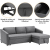 Modern 7.2ft Reversible Sectional Storage Sleeper Sofa Bed L-Shape 3 Seat Chaise