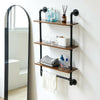 Industrial Pipe Bathroom Wall Mounted Floating Shelf with Towel Holder