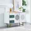 Modern 4 Drawers Storage Cabinet Sideboard Cupboard Table w/ Sliding Doors White