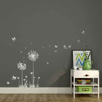 Walplus Wall Sticker White Dandelion with Butterflies Kid Art Decal Decoration