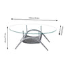Glass Coffee Table with Storage Shelf for Living Room Oval 2-Tier Living Room BN