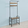Vintage Coat Rack Cloth Stand with Hooks Storage Shelves Shoe Rack Hallway Tree