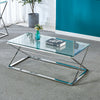 Rectangular Glass Coffee Table Sofa Side Living Room Furniture Chrome Sliver NEW