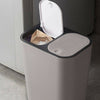 12 Liter Trash Can Rectangle Push-Button Dual Compartment Waste Bin Home Office