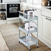 3 Tier Kitchen Folding Trolley Salon Hairdresser Storage Cart Rack Rolling Wheel