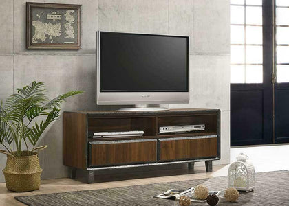 Bretton TV Unit Stand Media Cabinet 2 Drawers + Shelf Walnut