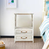 Bedside Table Sofa End Standing Nightstand w/ 2 drawer Bedroom Living Room White