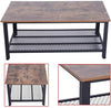 2-Tier Wooden Coffee Table Retro Industrial Style Side Desk Living Room Shelf