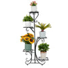 116cm Tall Metal Flower Stand Corner Plant Pot Saucer Shelf 5 Tier Indoor Garden