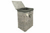 Woodluv Grey Wicker Laundry Storage Basket Bin Clothes Gift Hamper Basket