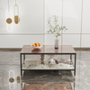 Industrial Glass Coffee Table Marble Storage Shelf Rustic Metal Side Modern Legs