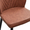 2Pcs Dining Chair Faux Leather Metal Legs Upholstered Chairs Brown Dining Room