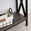 Industrial Style Console Table w/ 3 Compartments Metal Frame Foot Pads Grey