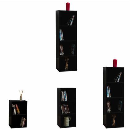 Oxford Bookcase 2 3 4 Tier Cube Shelf Wood Storage Photo Display Furniture Black