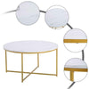 Marble Round Coffee Table Laptop Side End Living Room Metal Legs Modern