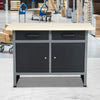 Work Bench Steel Workstation 2-Drawer Table With Lockable Cupboard Tool Storage