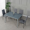 4 PCS Grey Linen Fabric Dining Chairs Set Padded Seat High Back Home Furniture