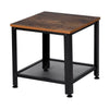 Industrial Side Table Set Nightstand Bedside Tables with Shelves Vintage Shelf