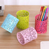 Hollow Rose Flower Cosmetic Metal Pen Pencil Pot Holder Stationery Organizer