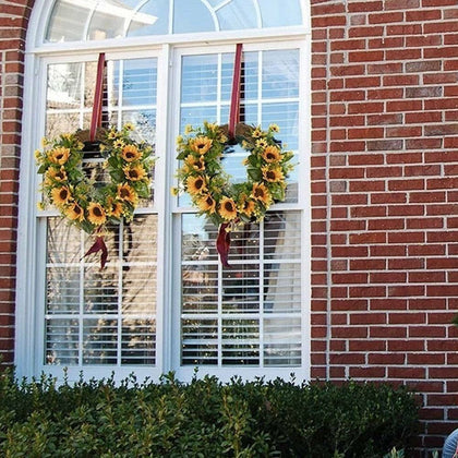 Artificial Sunflower Home Decor PartyWreath Hanging Door/Wall Garland Ring LU