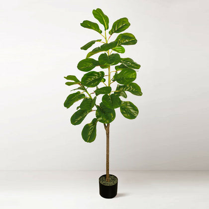 Artificial Indoor Living Room House Green Fiddle Fig Plant 120cm 4ft Tall in Pot