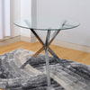 Clear Glass Round Table and Chairs Set Living Dining Room Furniture Metal Legs