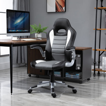 Racing Office Chair PU Leather Bucket Computer Gaming Swivel Adjustable
