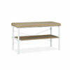 Hallway Bench With Padded Seat Shoe Rack Upholstered Storage Shelf Beige/White