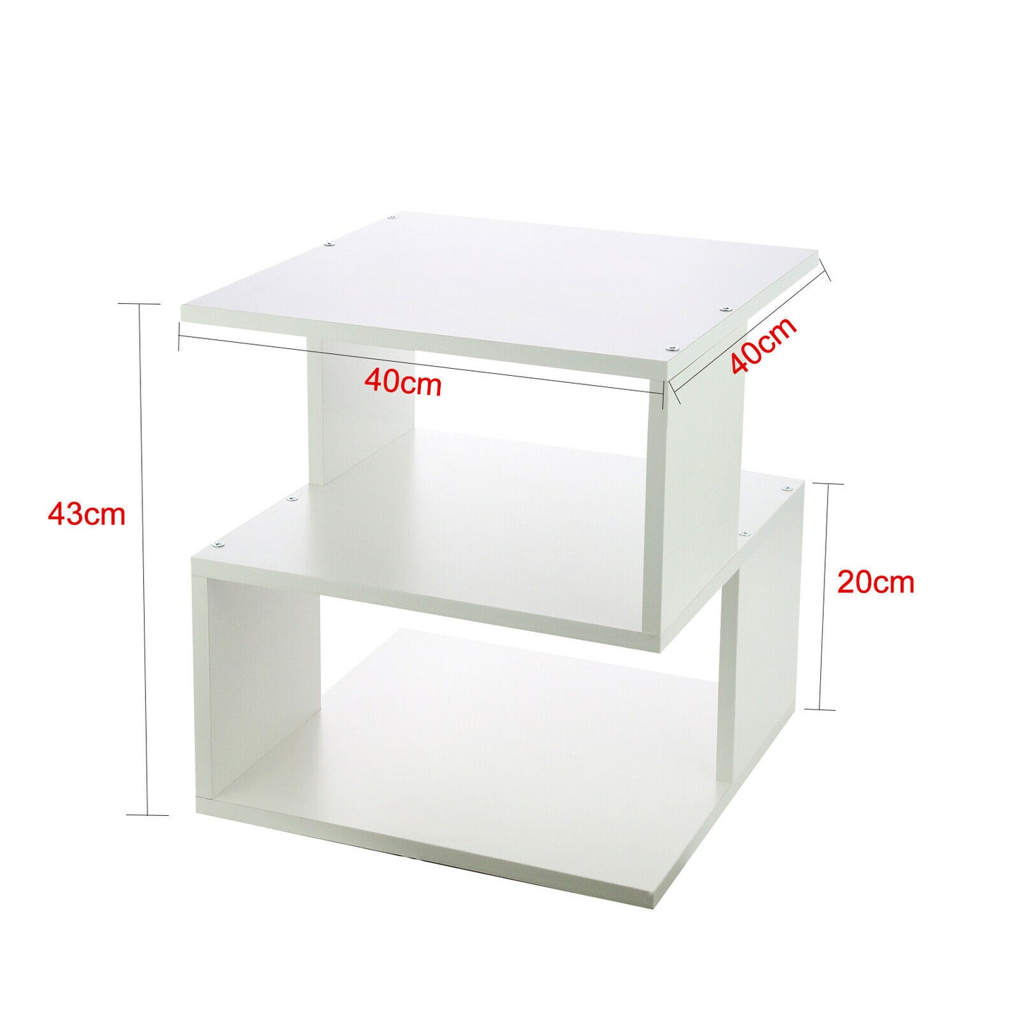 Modern Coffee Tea Table Square Side Desk Bedroom Nightstand with Storage Shelf