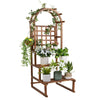 3 Tier Wooden Plant Stand with with Arch Display Lattice Trellis Climbing Shelf