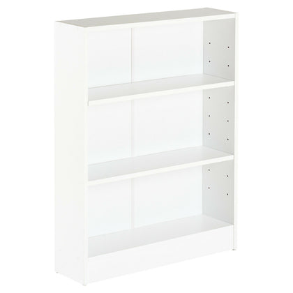 HARTLEYS 3 TIER WHITE WOODEN FREESTANDING BOOKCASE/BOOKSHELF STORAGE UNIT SHELF