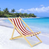 Traditional Stripe Folding Solid Wood Garden Beach Sea Pool Side Chair Deckchair